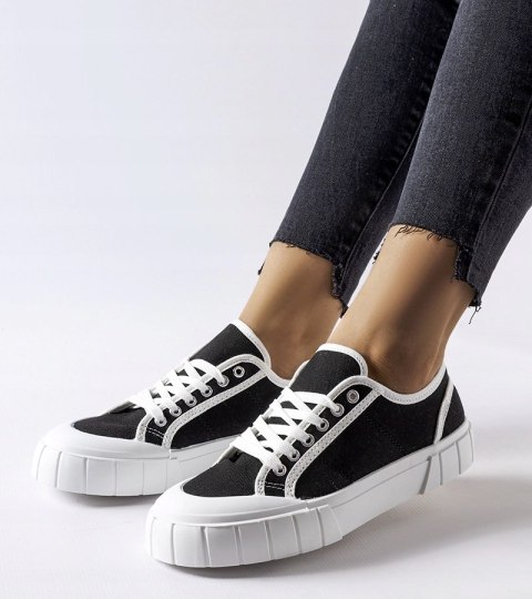 ModnyLook Trampki Damskie Czarne Tenisówki Klasyczne ModnyLook Trampki Damskie Czarne Tenisówki Klasyczne