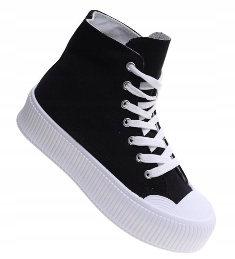 ModnyLook Czarne Wysokie Trampki Damski Na Platformie ModnyLook Czarne Wysokie Trampki Damski Na Platformie